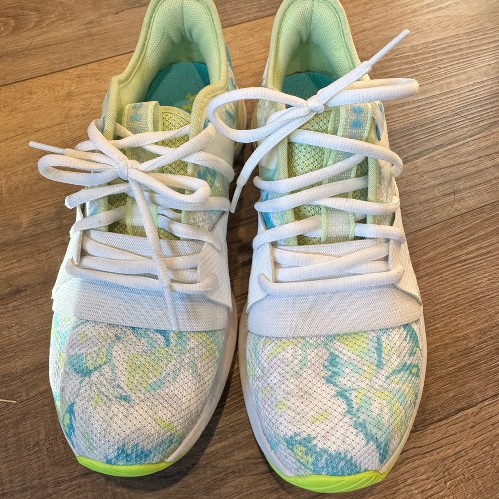Under Armour White and Light Green Sneakers